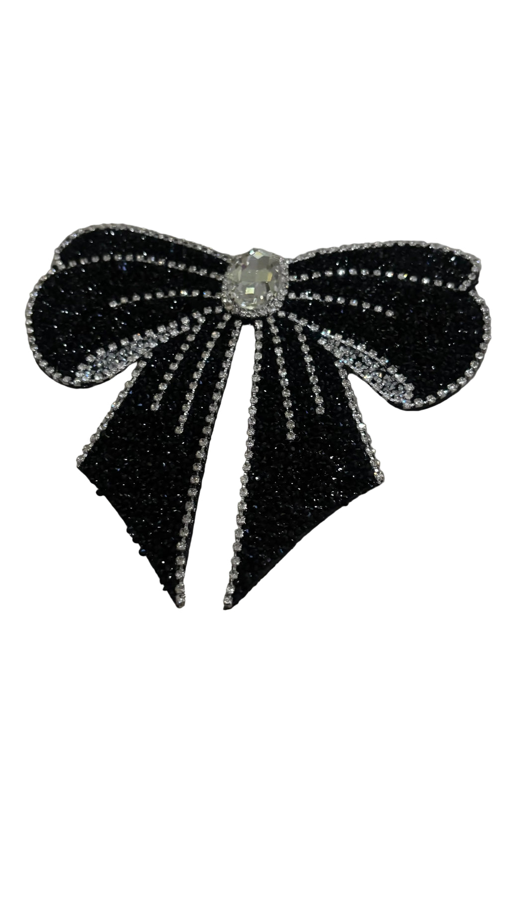 Elegant Rhinestone Bow Tie Brooch – Black Crystal Statement Pin
