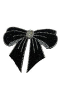 Elegant Rhinestone Bow Tie Brooch – Black Crystal Statement Pin