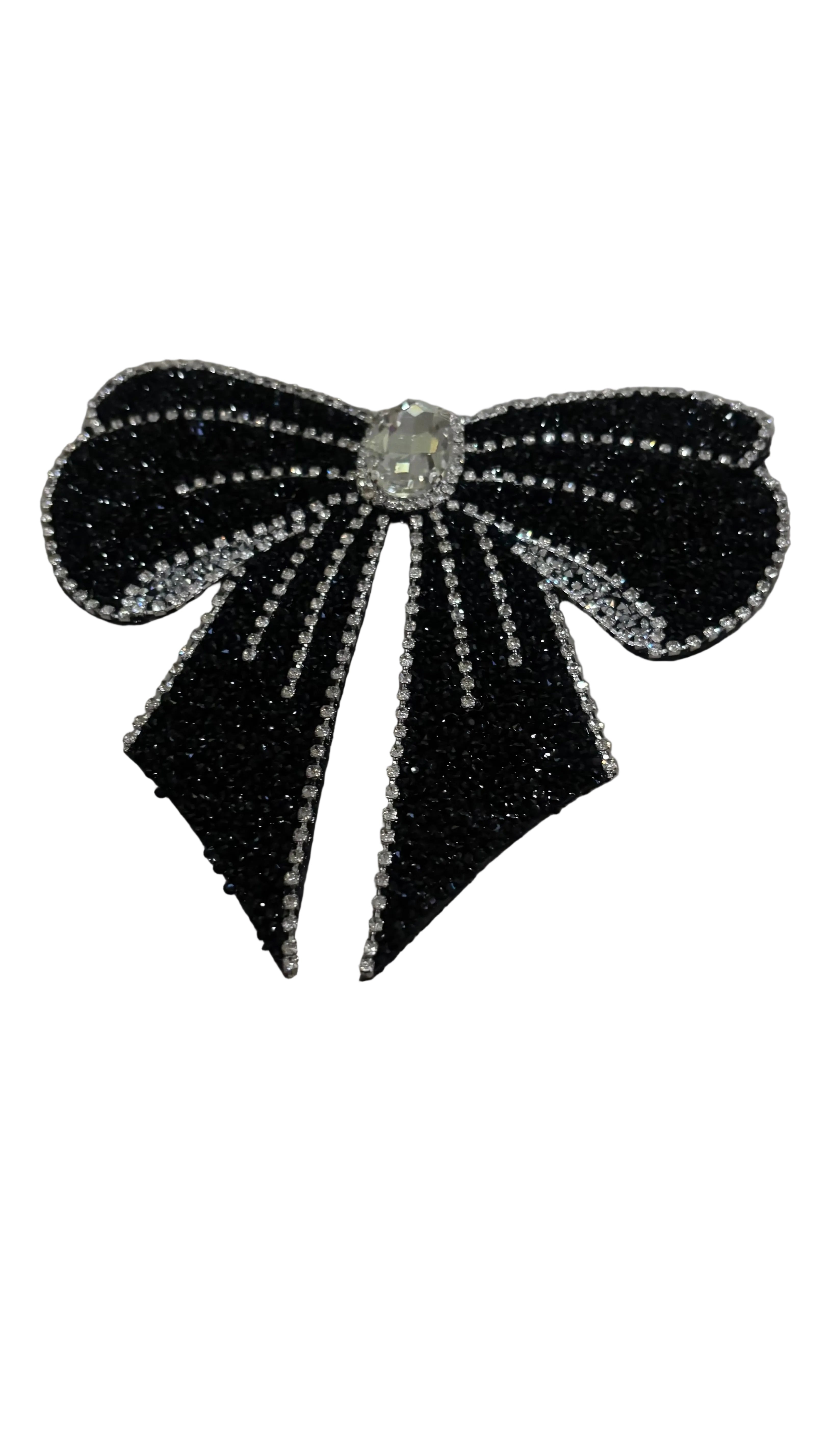 Elegant Rhinestone Bow Tie Brooch – Black Crystal Statement Pin