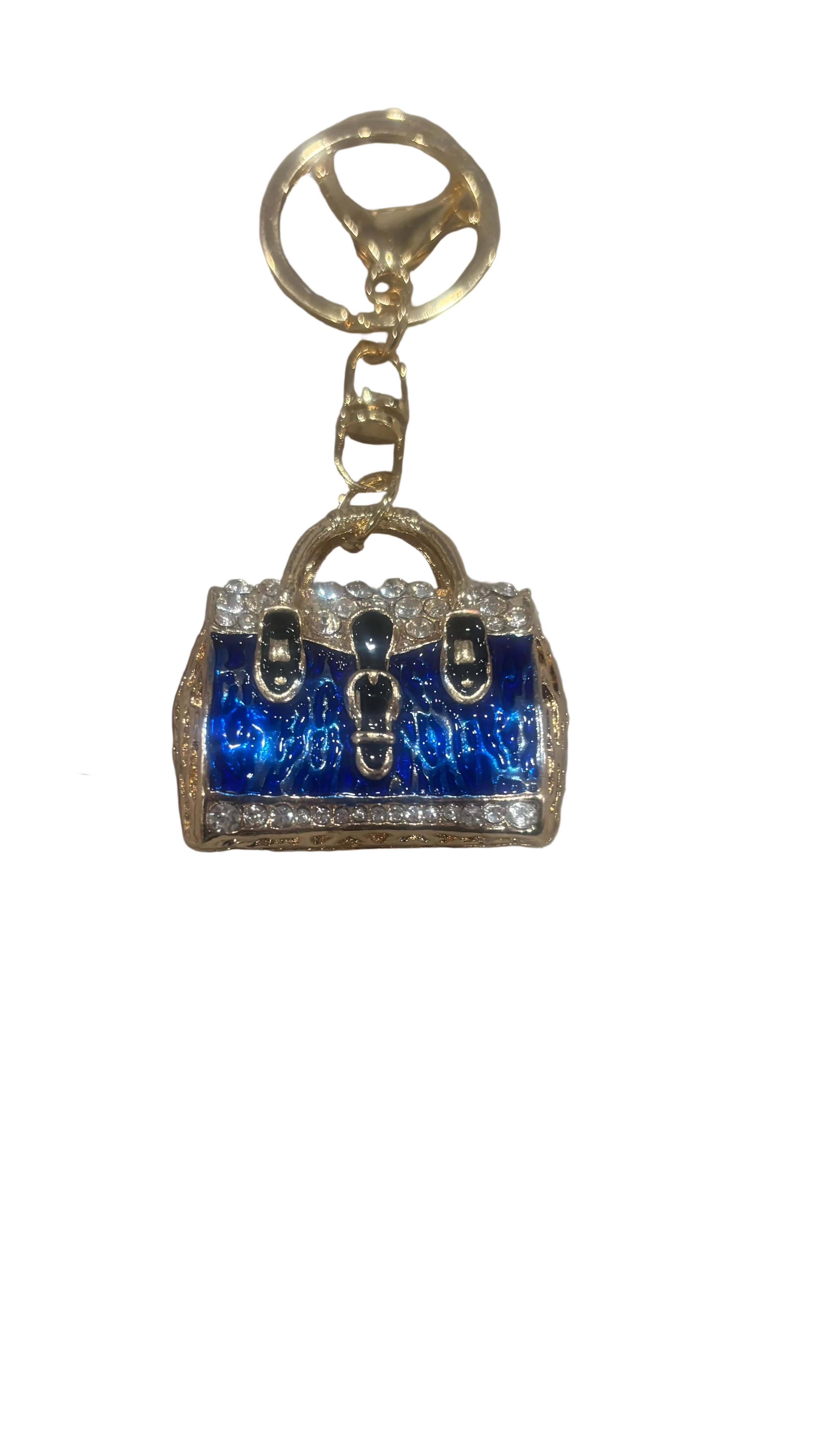 Royal Blue Crystal Handbag Keychain – Luxury Fashion Purse Charm