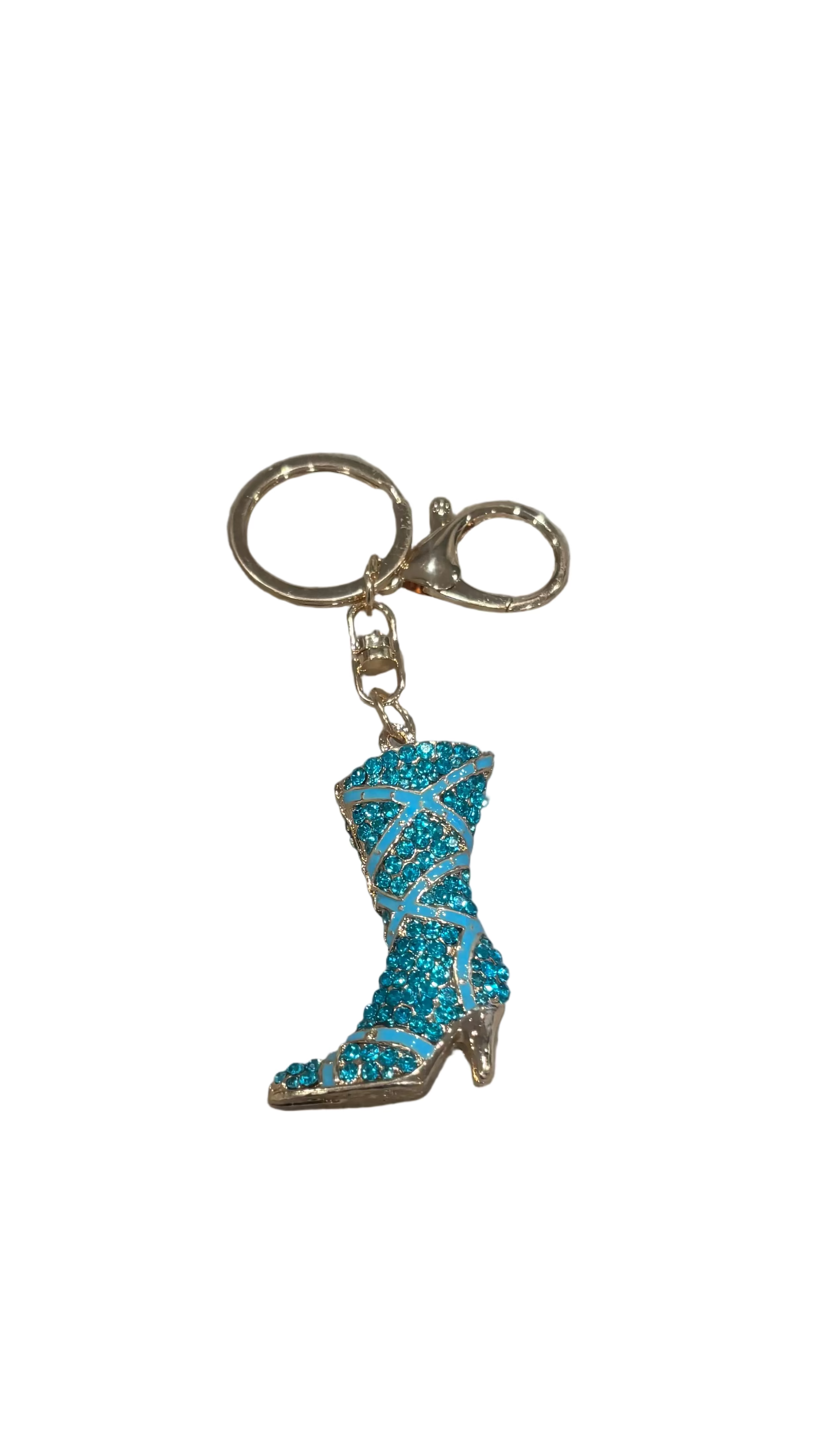 Crystal Cowgirl Boot Keychain – Western Glam Purse Charm