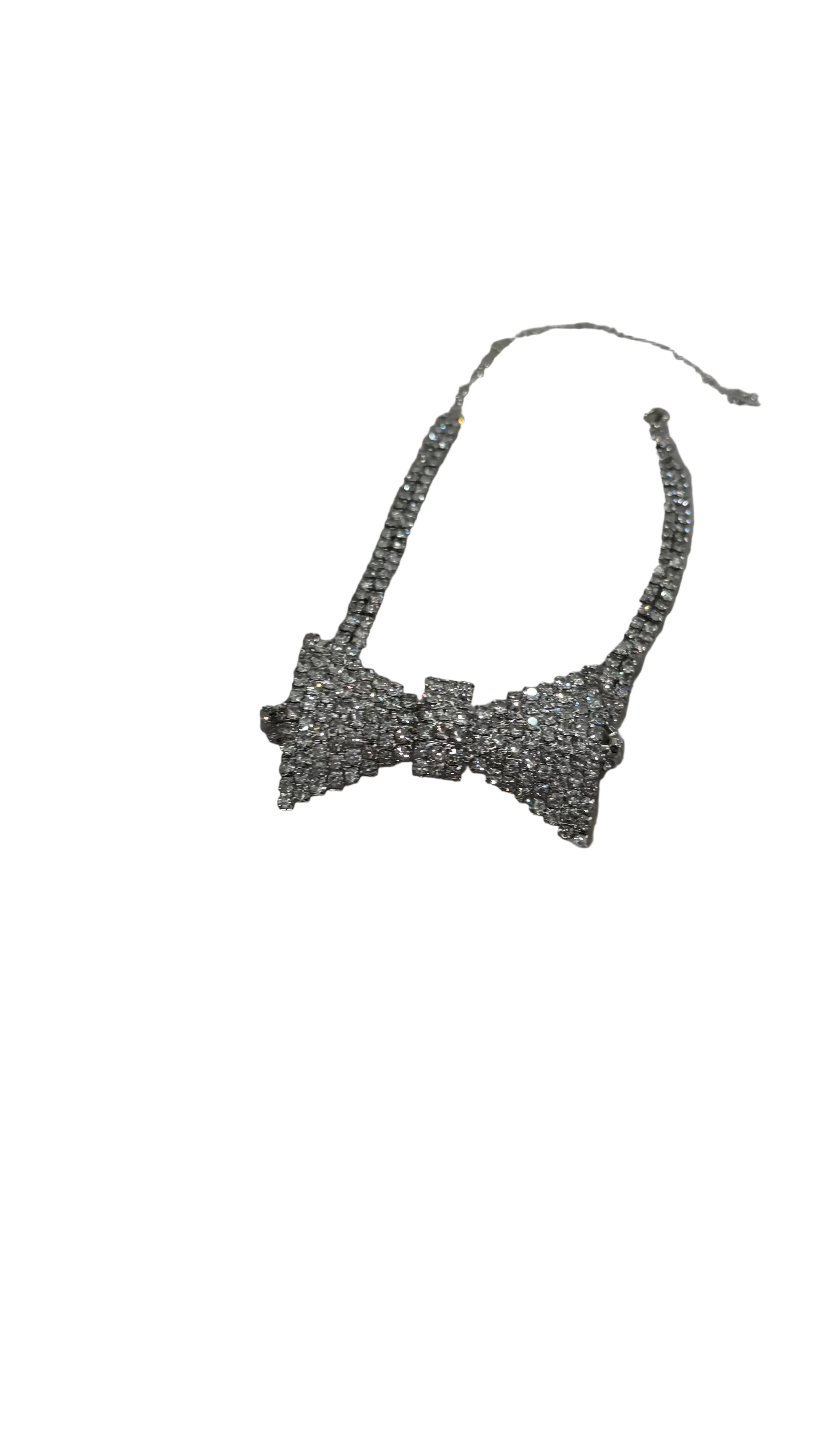 Rhinestone Bow Tie Choker Necklace