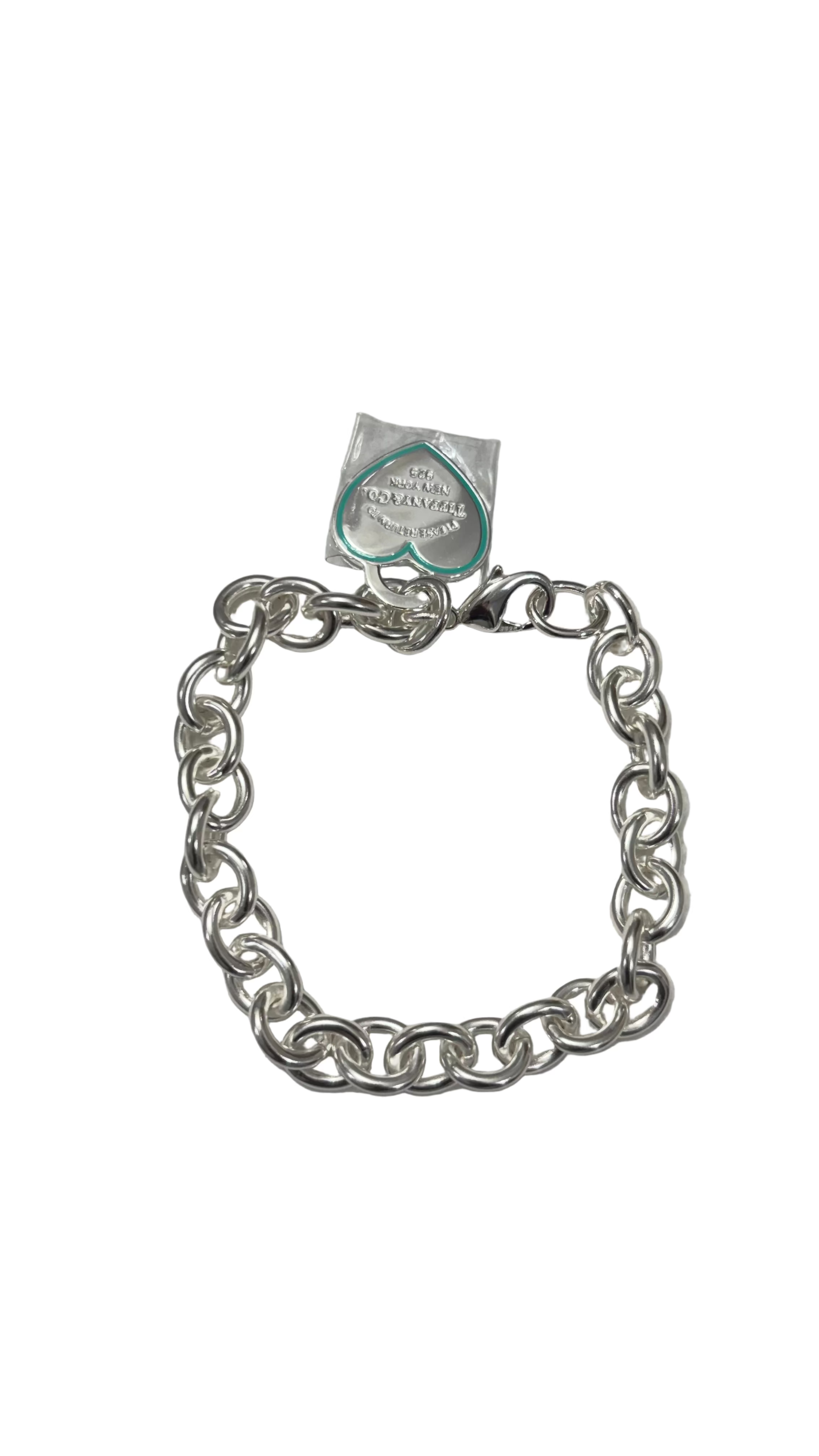 Classic Silver Heart Link Bracelet –