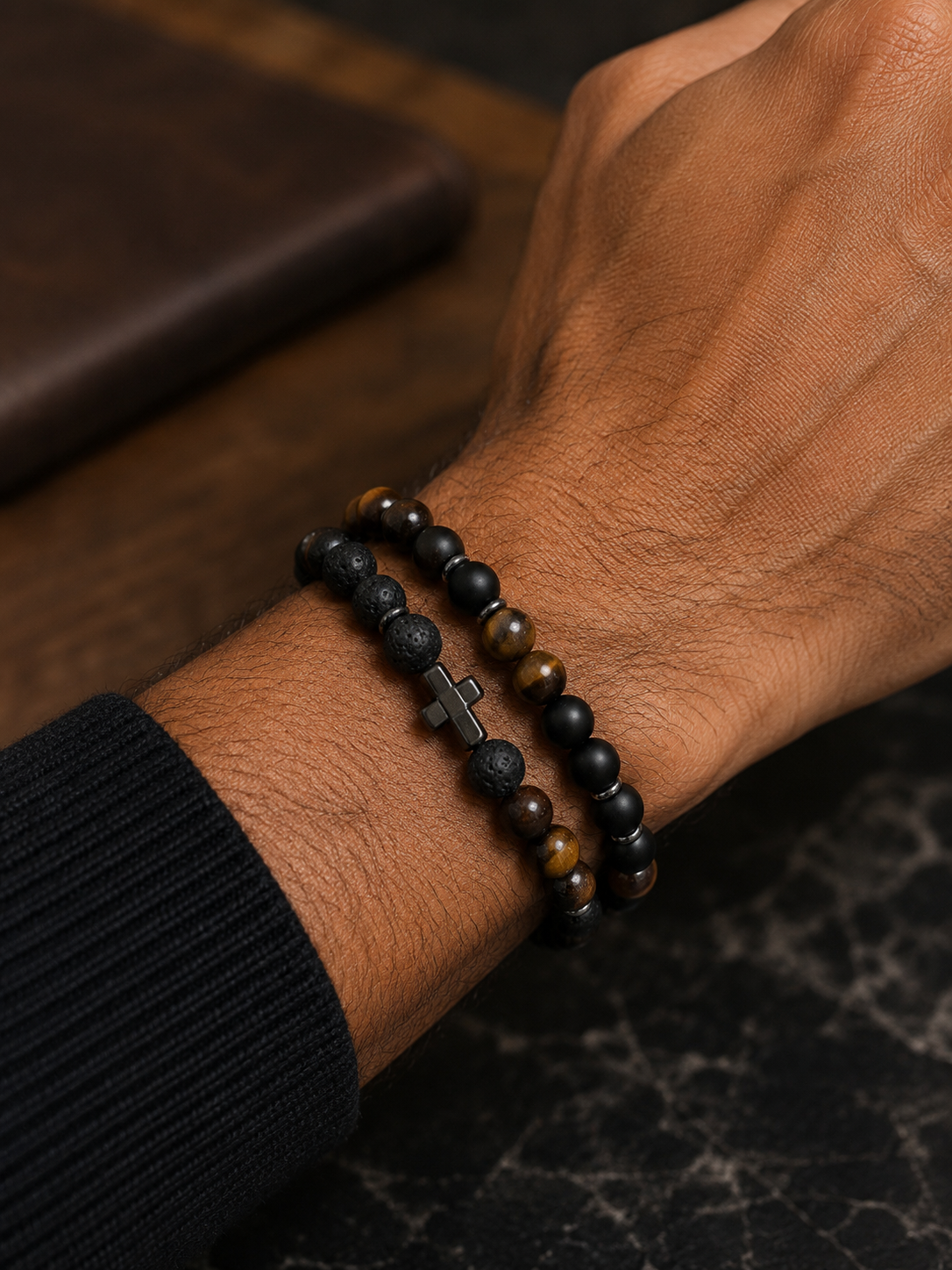 Men’s Black & Brown Stone Set