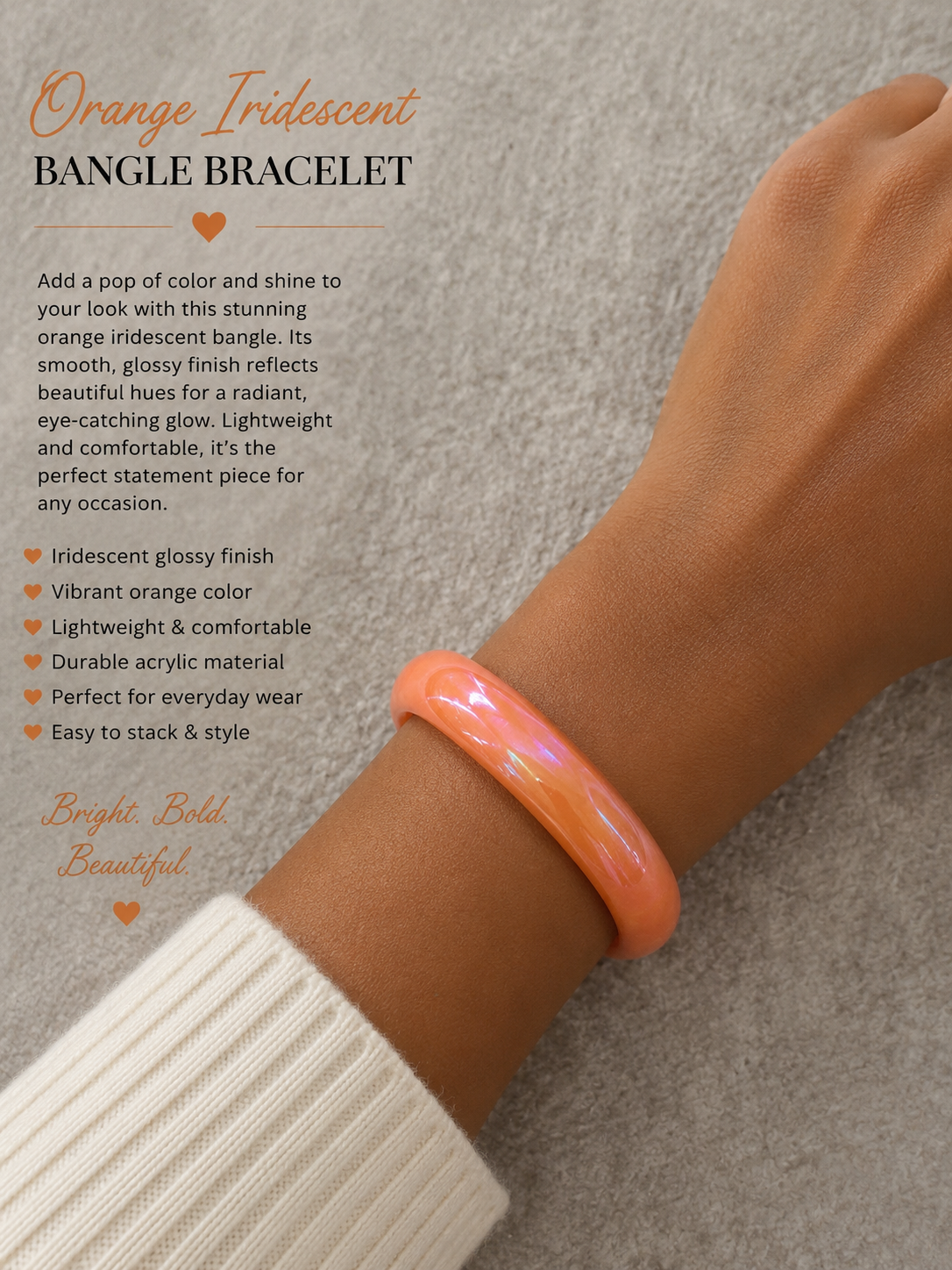 Orange Iridescent Bangle Bracelet