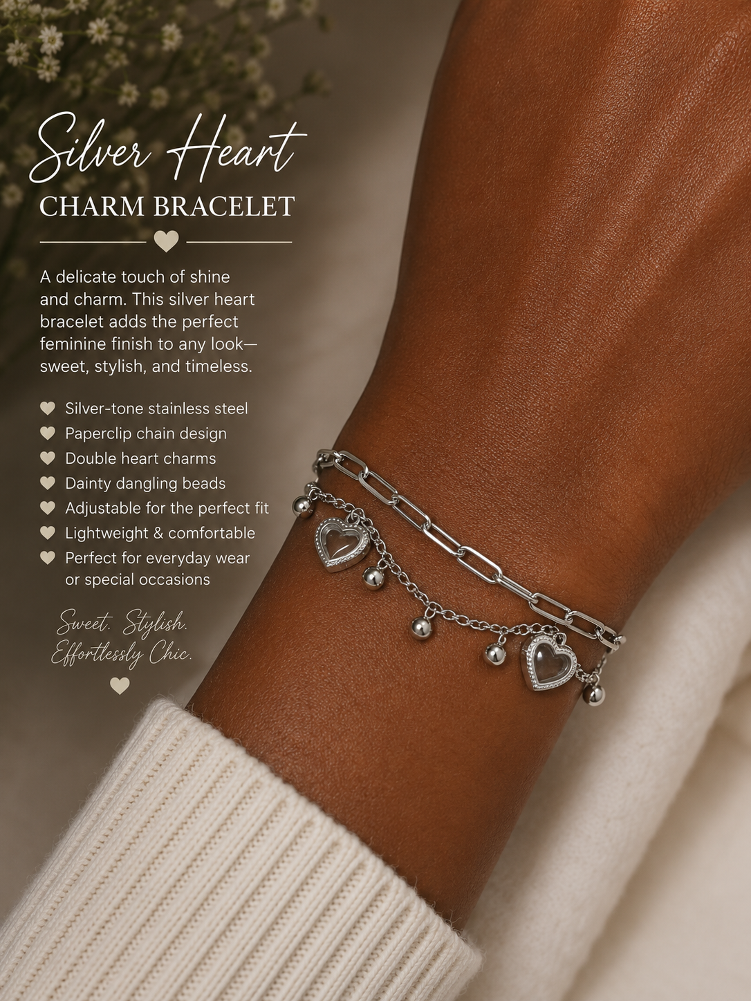 Silver Heart Charm Bracelet